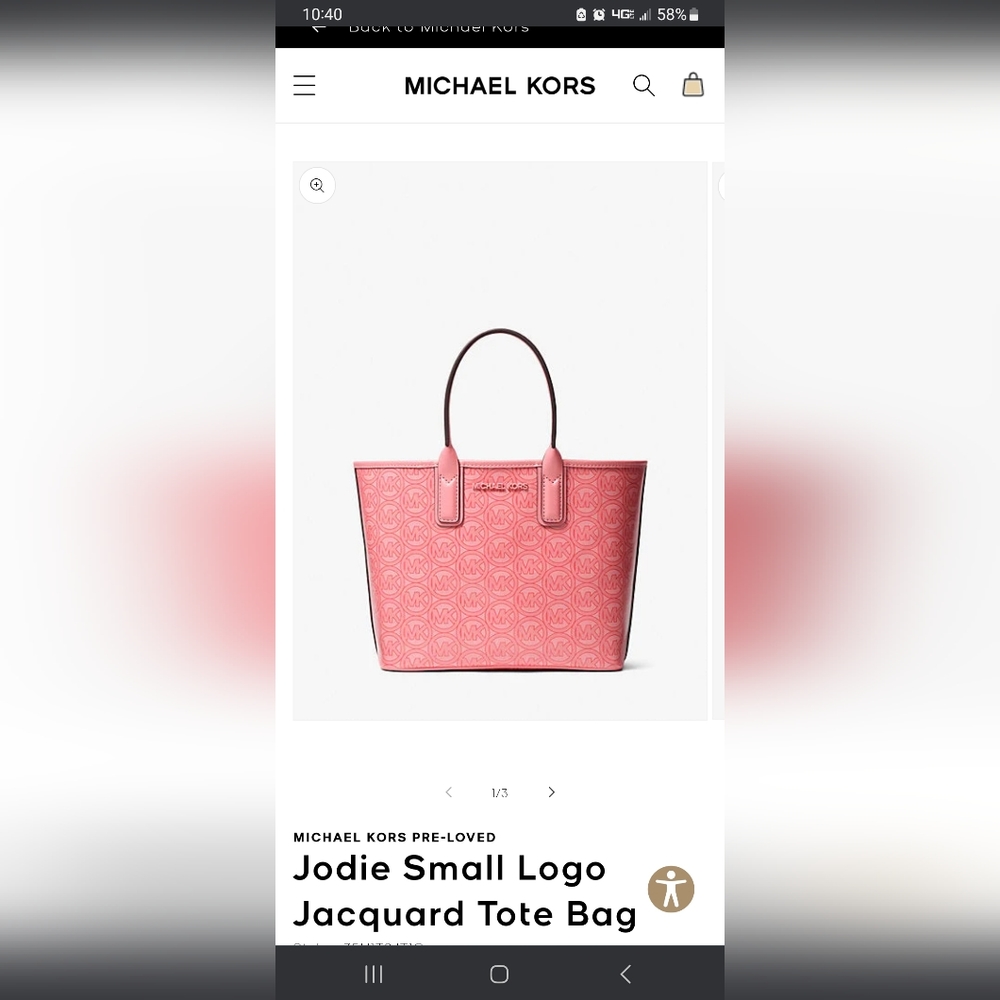 NWT, Michael Korse Tote , peach color,